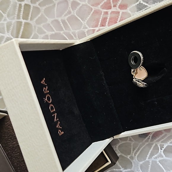 Pandora Angel Wings Dangle Charm,  Clear CZ, & Pink Enamel - Picture 4 of 5